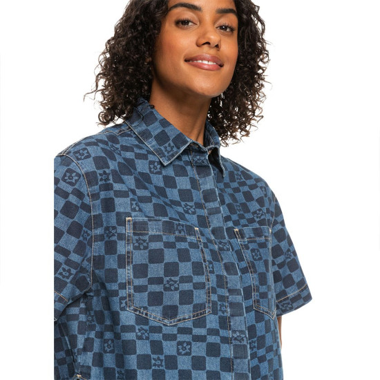 Roxy Γυναικείο πουκάμισο Blue Wave Club Printed Short Sleeve T-Shirt